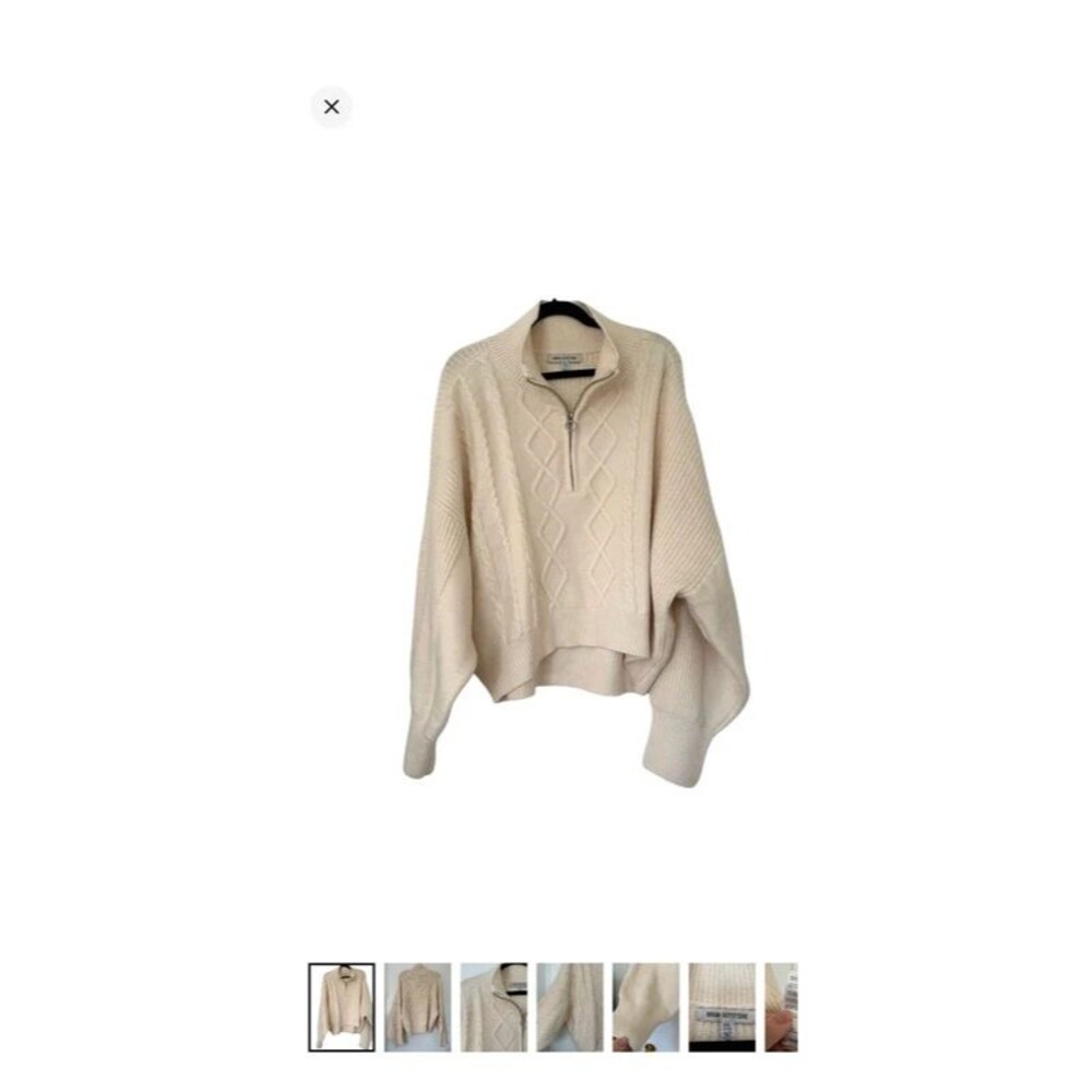 Urban Outfitters Pullover Half Zip Chunky Cableknit Sweater Womens XXL Neutral